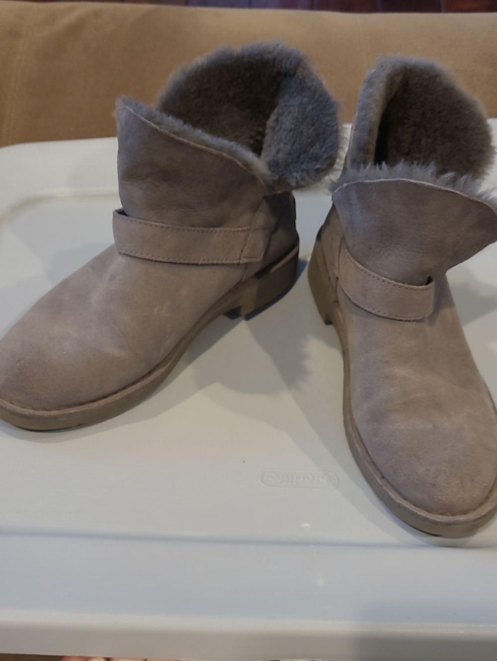 Ugg Women's Gray Suede Faux-Fur Ankle Boots Size 7.5